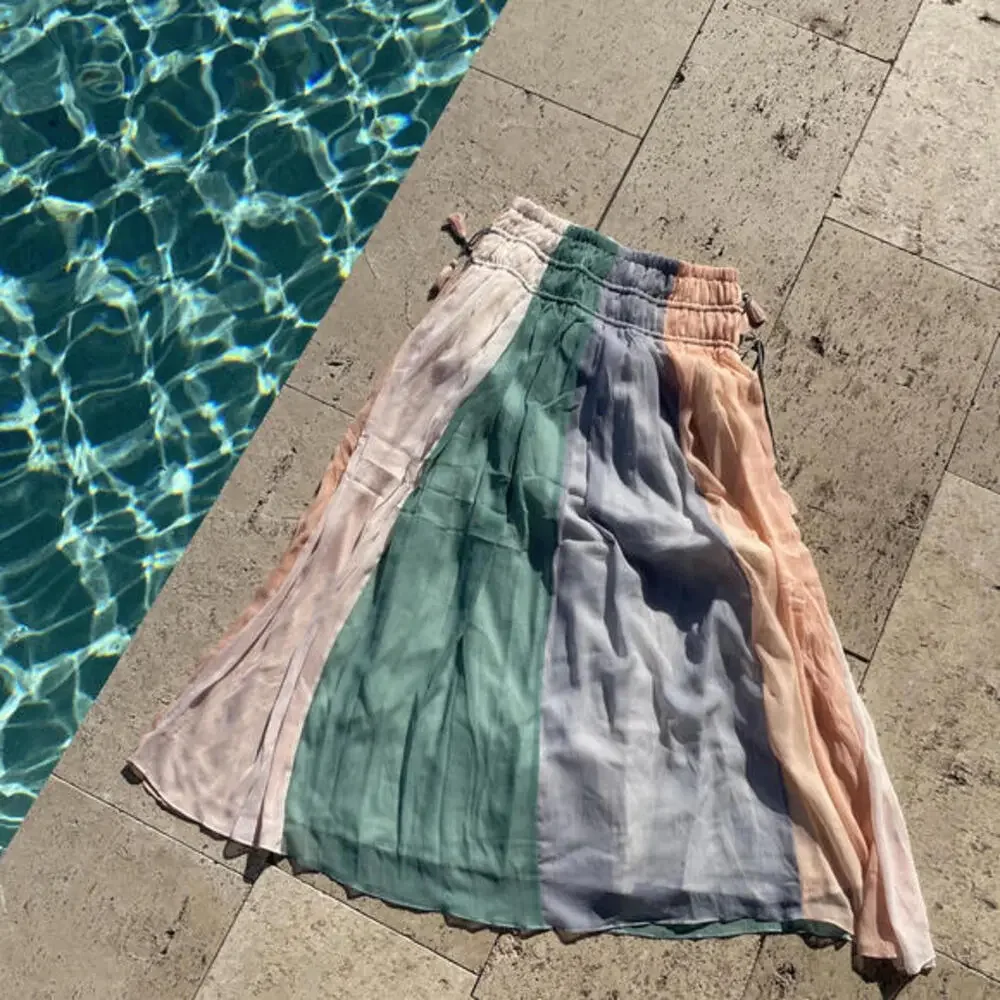 Antik Batik Cleo Multi-Color Vacation Maxi Skirt New